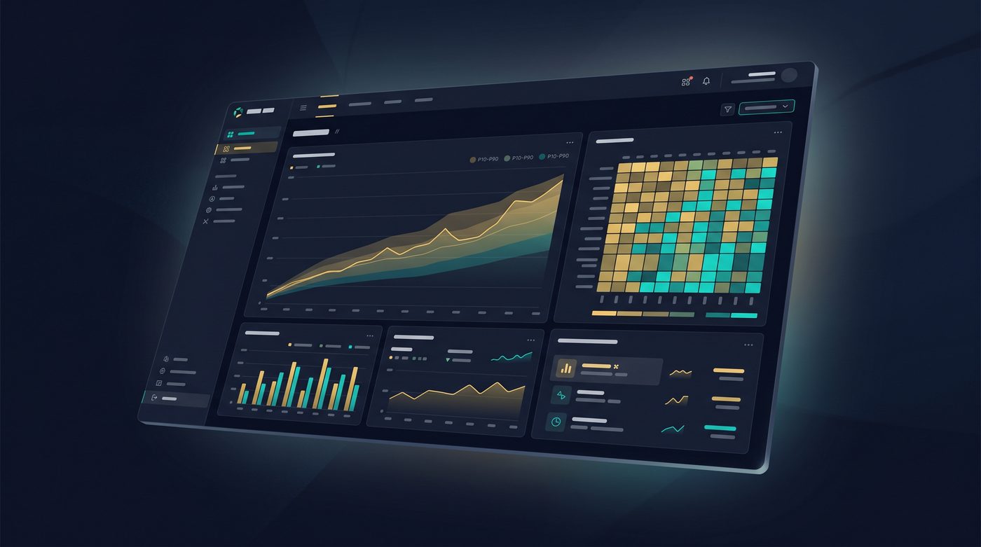 Vista previa del dashboard PRO con heatmap, tendencias y percentiles